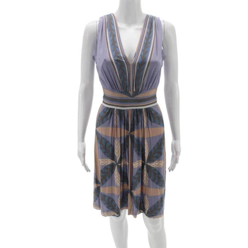 Philosophy di Alberta Ferretti Women Fit & Flare Dress Purple VNeck Sleeveless Z